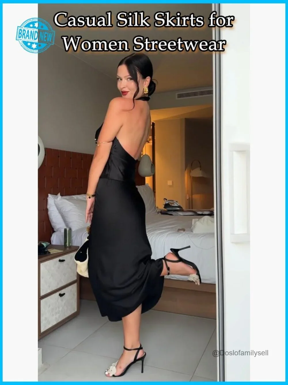 Satin High Waisted Maxi Skirt A-Line Silk Spring Summer Long Skirt Casual